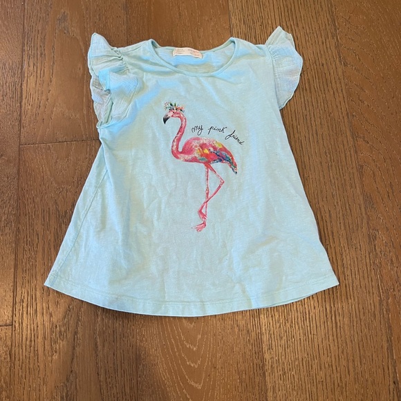 Zara Light Blue Flamingo Tee - Picture 1 of 3